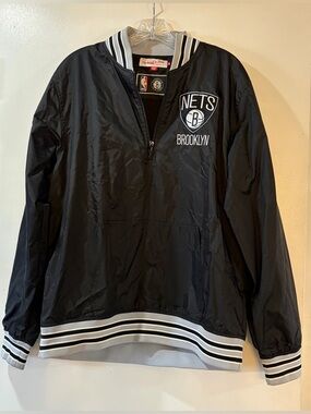 Mitchell & Ness Brooklyn Nets NBA Half-Zip Windbreaker Men’s Sz Medium